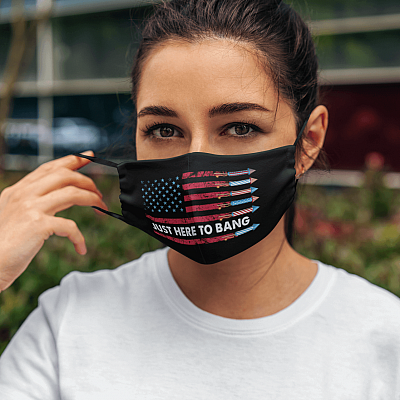 Alternative view of Just Here To Bang 4th Of July Fireworks Washable Reusable Custom Printed Cloth Face Mask Cover