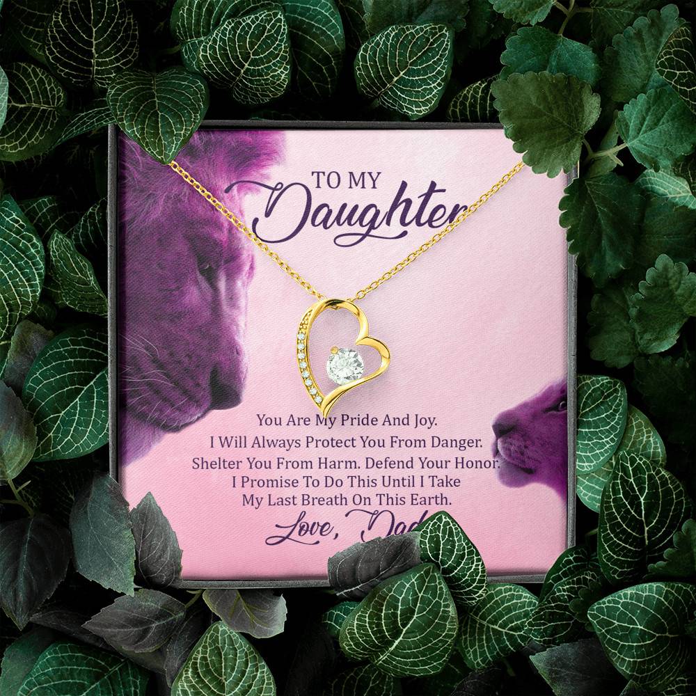To My Daughter You Are My Pride I Will Always Protect You Forever Love Heart Pendant Necklace - Gift For Daughter