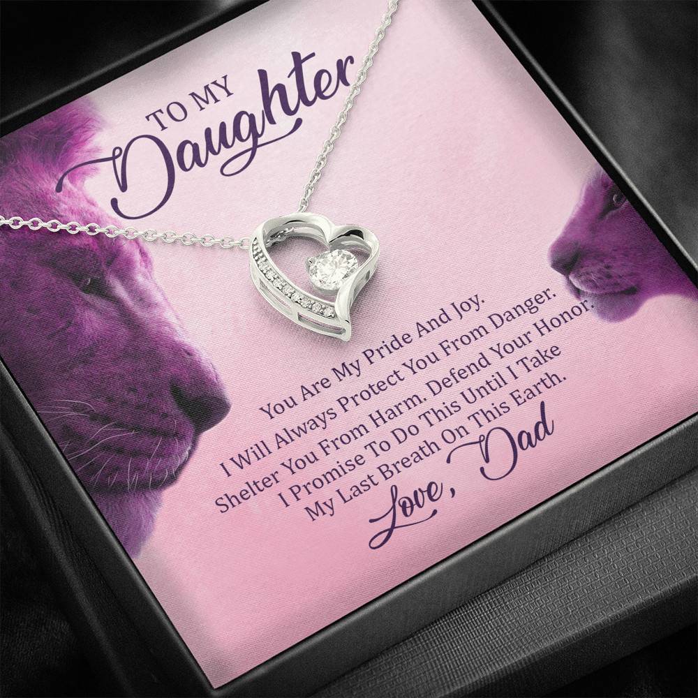 To My Daughter You Are My Pride I Will Always Protect You Forever Love Heart Pendant Necklace - Gift For Daughter