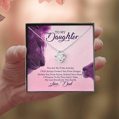 To My Daughter You Are My Pride I Will Always Protect You Love Knot Pendant Necklace - Gift For Daughter