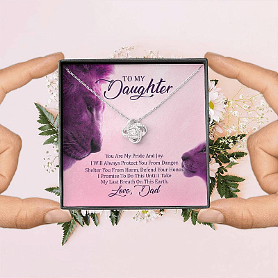 To My Daughter You Are My Pride I Will Always Protect You Love Knot Pendant Necklace - Gift For Daughter