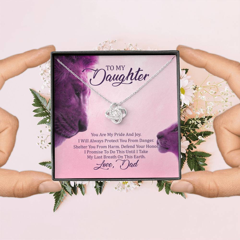 To My Daughter You Are My Pride I Will Always Protect You Love Knot Pendant Necklace - Gift For Daughter