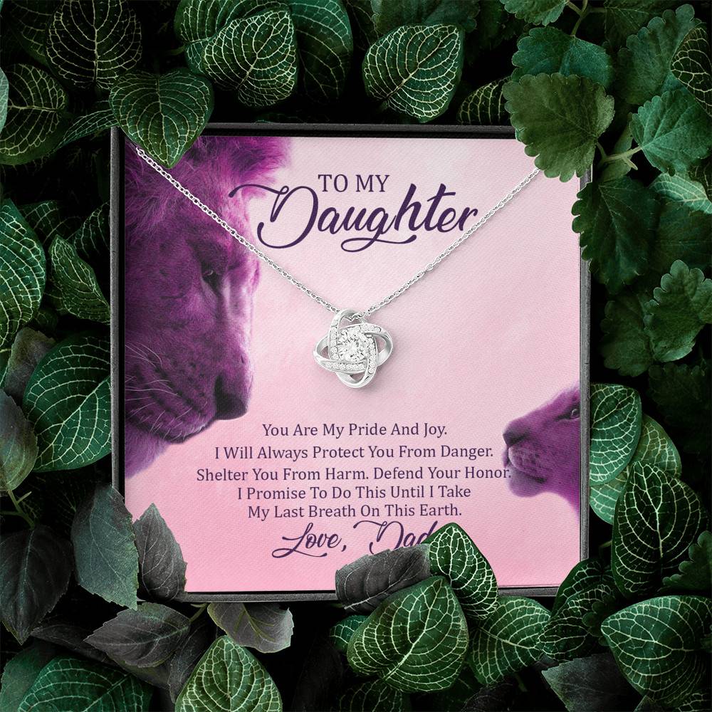To My Daughter You Are My Pride I Will Always Protect You Love Knot Pendant Necklace - Gift For Daughter
