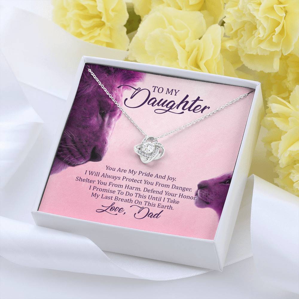 To My Daughter You Are My Pride I Will Always Protect You Love Knot Pendant Necklace - Gift For Daughter