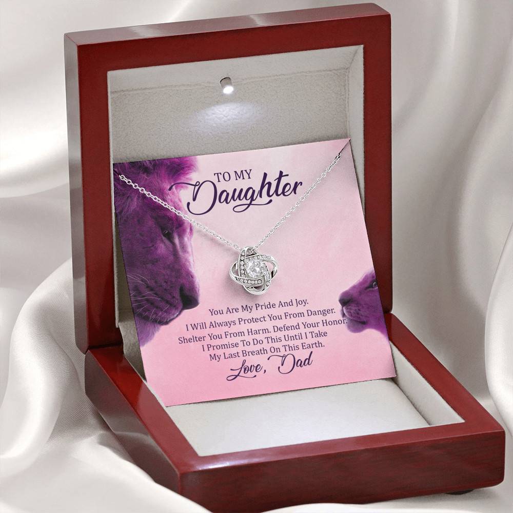 To My Daughter You Are My Pride I Will Always Protect You Love Knot Pendant Necklace - Gift For Daughter