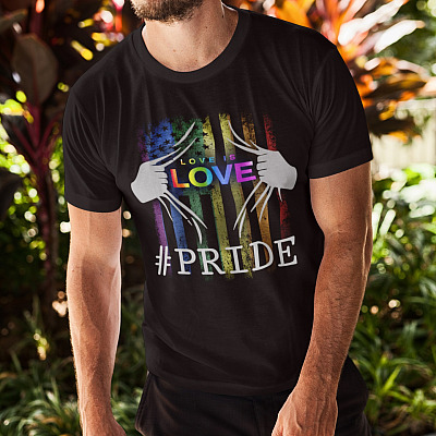 Alternative view of LGBT Love Is Love Rainbow Flag American Flag LGBTQ Gay Pride T-shirt - Pride Month Shirt