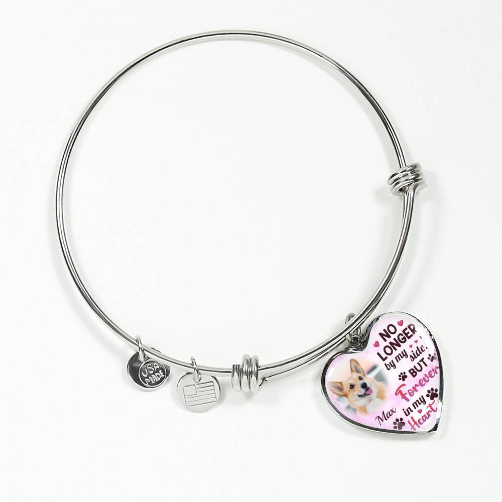 Custom Photo Dog No Longer By My Side But Forever In My Heart Heart Pendant Necklace - Missing Dog In Heaven Gift