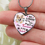 Custom Photo Dog No Longer By My Side But Forever In My Heart Heart Pendant Necklace - Missing Dog In Heaven Gift