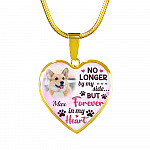Custom Photo Dog No Longer By My Side But Forever In My Heart Heart Pendant Necklace - Missing Dog In Heaven Gift