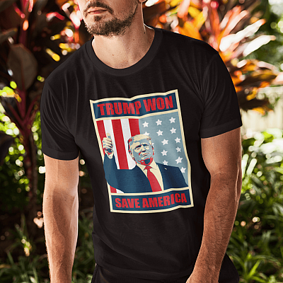 Alternative view of Trump Won Save America T-Shirt - V-Neck Shirt