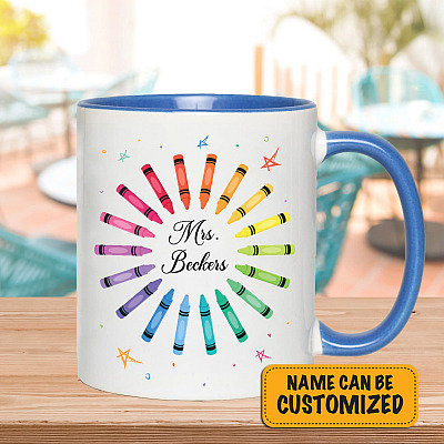 Alternative view of Personalized Crayon Teacher Accent Mug