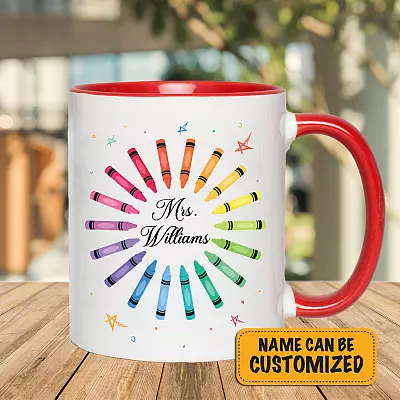 Personalized Crayon Teacher Accent Mug