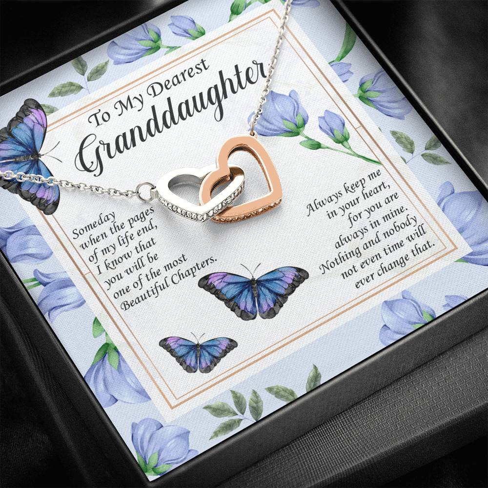To My Dearest Granddaughter I Know You Be The Most Beautiful Chapters Interlocking Hearts Pendant Necklace