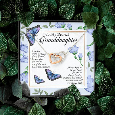 To My Dearest Granddaughter I Know You Be The Most Beautiful Chapters Interlocking Hearts Pendant Necklace