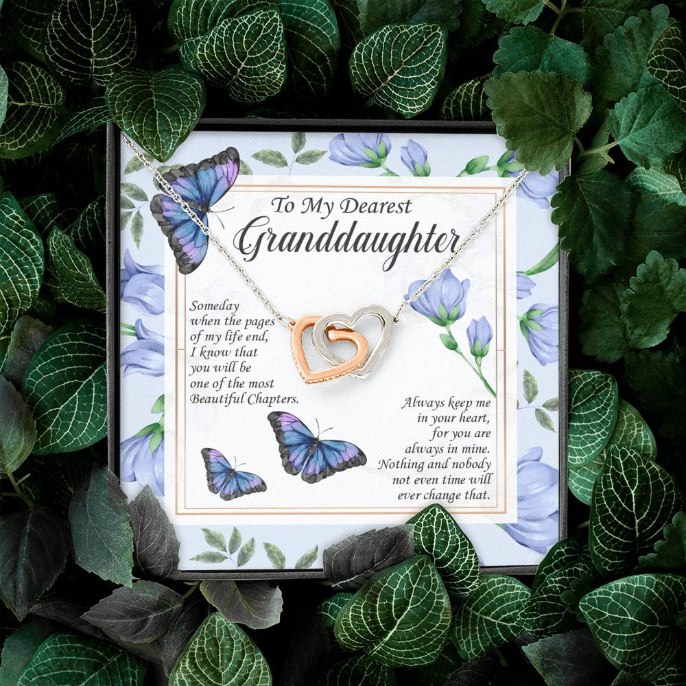 To My Dearest Granddaughter I Know You Be The Most Beautiful Chapters Interlocking Hearts Pendant Necklace