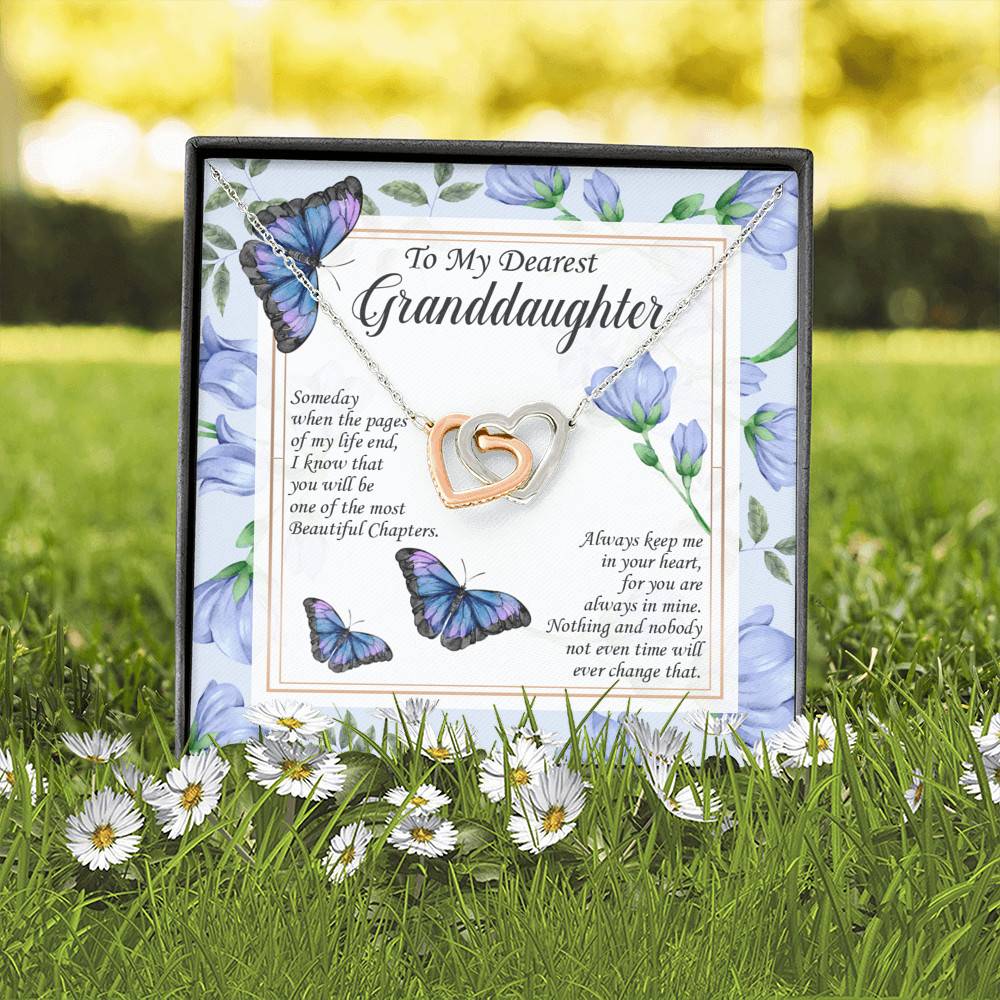 To My Dearest Granddaughter I Know You Be The Most Beautiful Chapters Interlocking Hearts Pendant Necklace