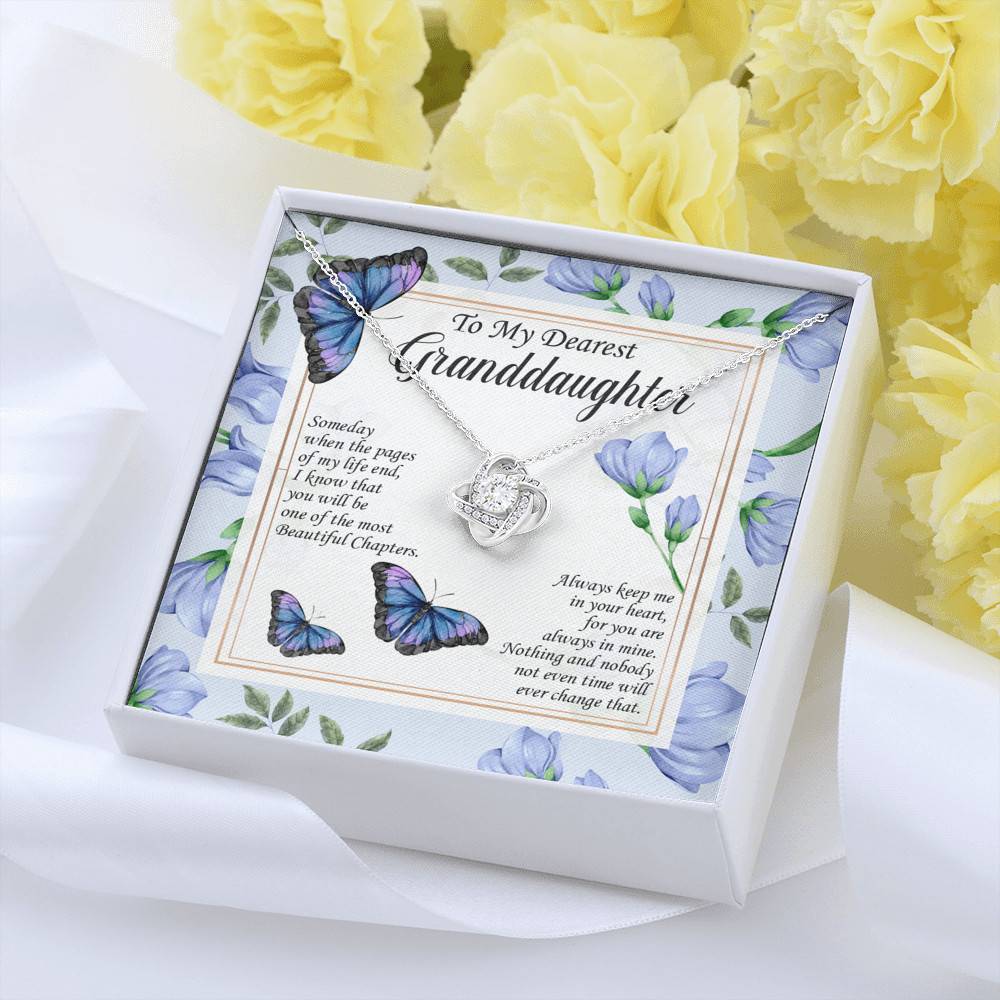 To My Dearest Granddaughter I Know That You Will Be One Of The Most Beautiful Chapters Love Knot Necklace
