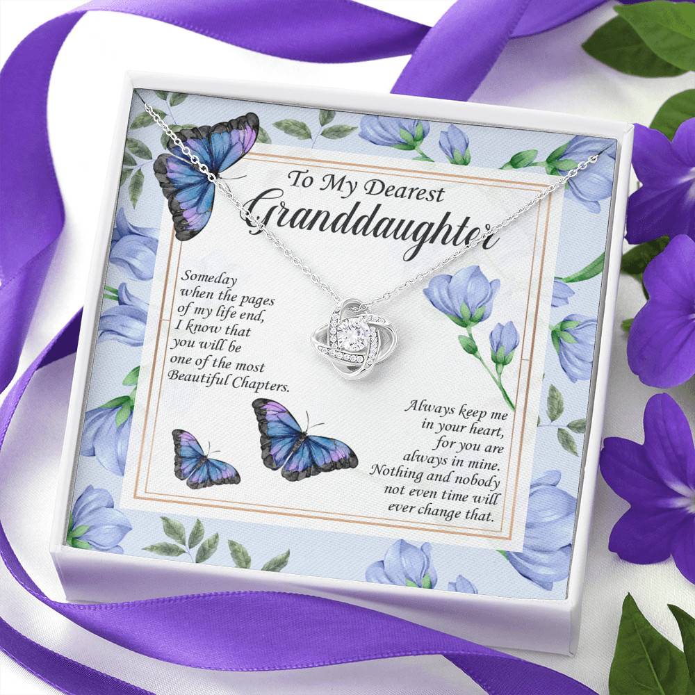 To My Dearest Granddaughter I Know That You Will Be One Of The Most Beautiful Chapters Love Knot Necklace