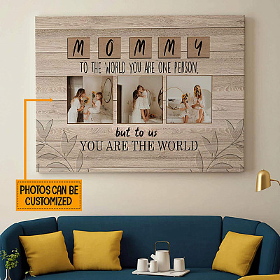 Alternative view of Personalized Photo Mommy to The World You Are One Person Woody Wrapped Framed Canvas Print-Unframed Poster