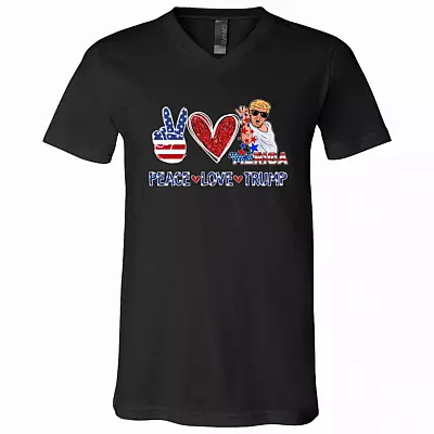 love trump, Black, V-Neck T-Shirt