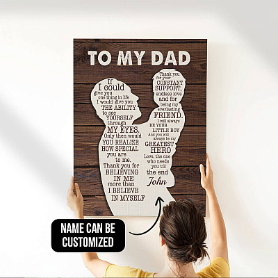Alternative view of Personalized from Son to My Dad If I Could Give You One Thing in Life Wrapped Framed Canvas - Unframed Poster