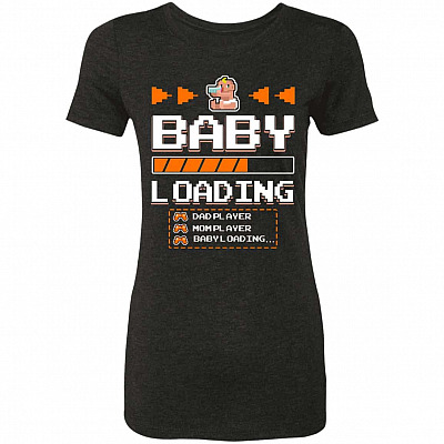 Baby Loading Gamer Ladies T-Shirt, Vintage Black, Premium Ladies T-Shirt