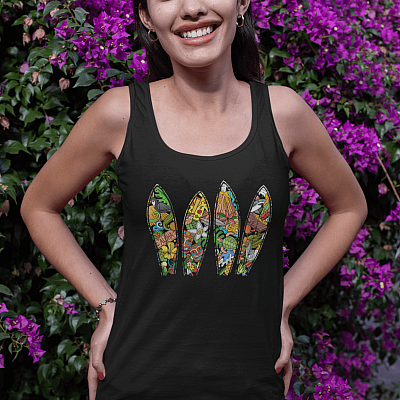 Alternative view of Surfing Surfboard Beach Cotton Tank Top Tee - Ladies Racerback Tank