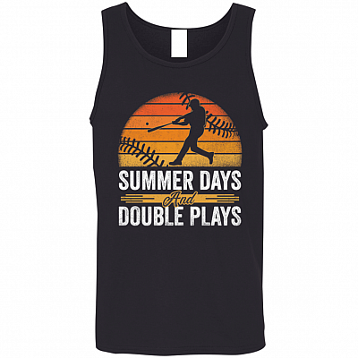 Summer Days and Double Plays Baseball Cotton Tank Top Tee - Ladies Racerback Tank