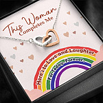LGBT Lesbian This Woman Completes Me Interlocking Hearts Pendant Necklace - Gift For Lesbian
