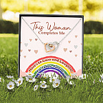 LGBT Lesbian This Woman Completes Me Interlocking Hearts Pendant Necklace - Gift For Lesbian