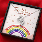 LGBT Lesbian This Woman Completes Me Double Hearts Pendant Necklace - Gift For Lesbian