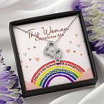 LGBT Lesbian This Woman Completes Me Double Hearts Pendant Necklace - Gift For Lesbian