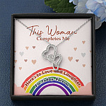 LGBT Lesbian This Woman Completes Me Double Hearts Pendant Necklace - Gift For Lesbian
