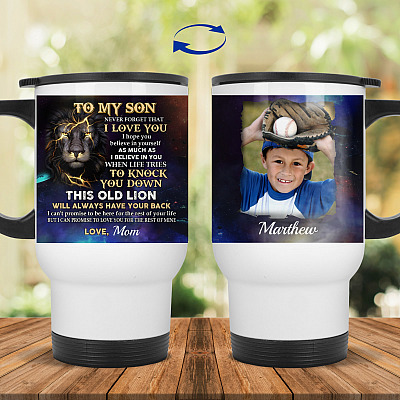 14 oz. White Travel Mug