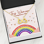 LGBT Lesbian This Woman Completes Me Infinity Hearts Pendant Necklace - Gift For Lesbian