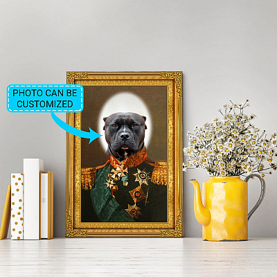 Alternative view of Personalized Photo Pet Dog Portrait The Renaissance General Uniform Picture Customize Canvas Poster Wall Art