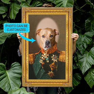 Personalized Photo Pet Dog Portrait The Renaissance General Uniform Picture Customize Canvas Poster Wall Art