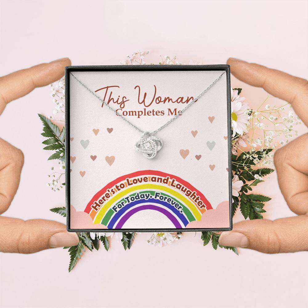 LGBT Lesbian This Woman Completes Me Love Knot Pendant Necklace - Gift For Lesbian LGBT Lesbian This Woman Completes Me Love Knot Pendant Necklace - Gift For Lesbian