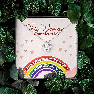 LGBT Lesbian This Woman Completes Me Love Knot Pendant Necklace - Gift For Lesbian