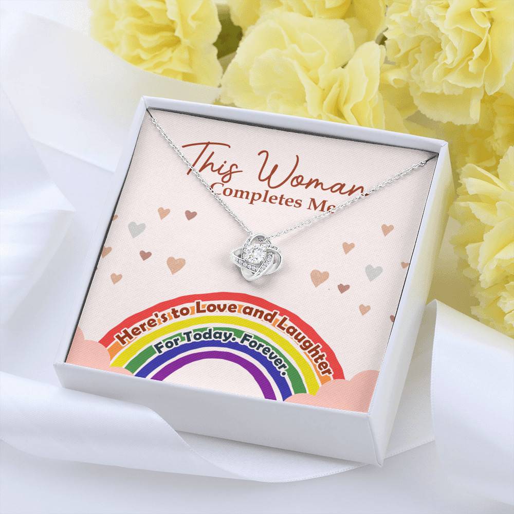 LGBT Lesbian This Woman Completes Me Love Knot Pendant Necklace - Gift For Lesbian LGBT Lesbian This Woman Completes Me Love Knot Pendant Necklace - Gift For Lesbian