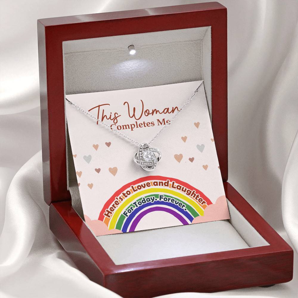 LGBT Lesbian This Woman Completes Me Love Knot Pendant Necklace - Gift For Lesbian LGBT Lesbian This Woman Completes Me Love Knot Pendant Necklace - Gift For Lesbian