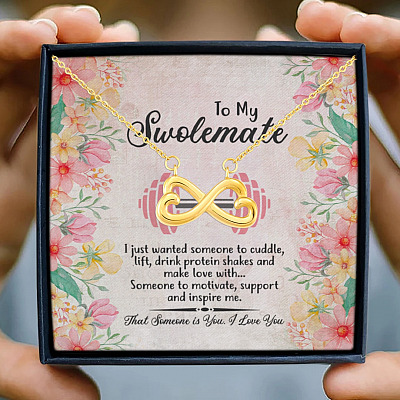 Alternative view of To My Swolemate I Just Wanted Someone To Cuddle Lift Drink Fitness Infinity Heart Pendant Necklace