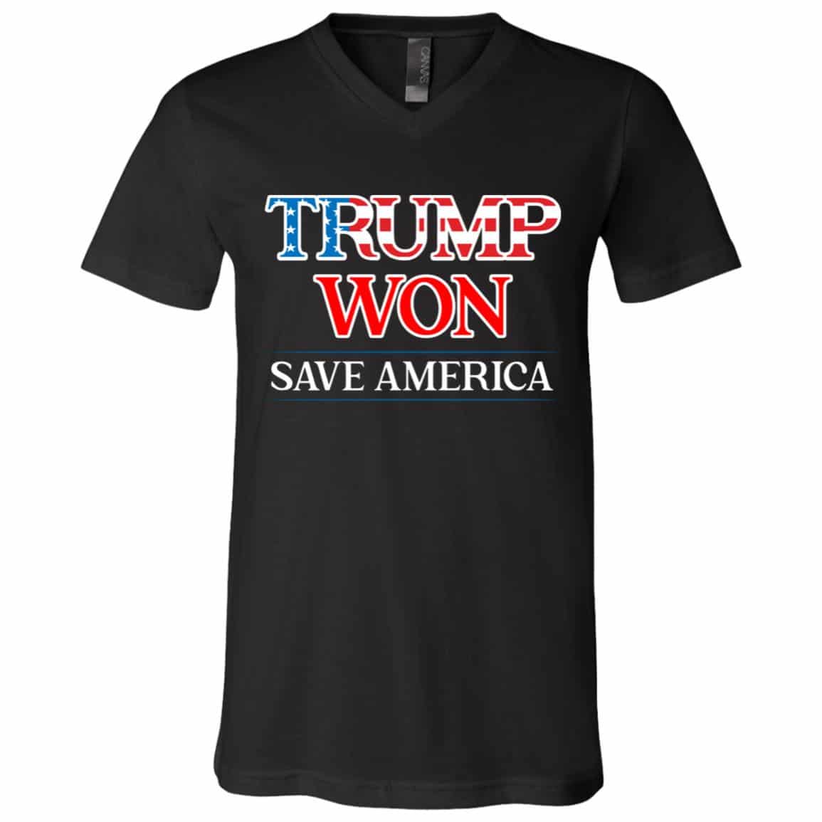 Trump Won Save, Black, V-Neck T-Shirt
