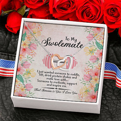 Alternative view of To My Swolemate I Just Wanted Someone To Cuddle Lift Drink Fitness Interlocking Hearts Pendant Necklace