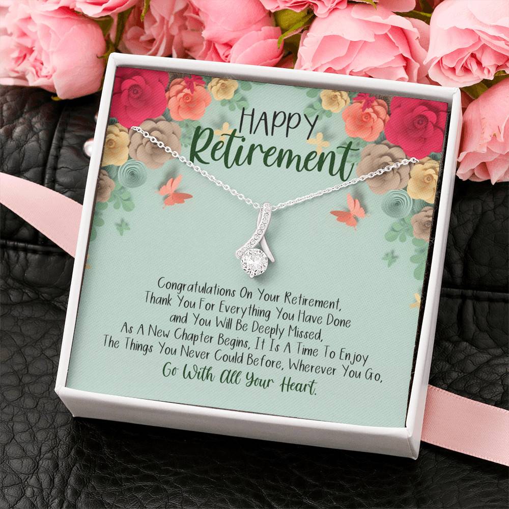 Happy Retirement Alluring Beauty Pendant Necklace - Coworker Boss Leader Retirement Gift - Farewell Gifts