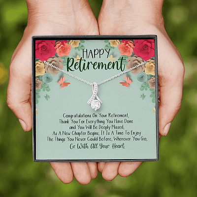 Happy Retirement Alluring Beauty Pendant Necklace - Coworker Boss Leader Retirement Gift - Farewell Gifts