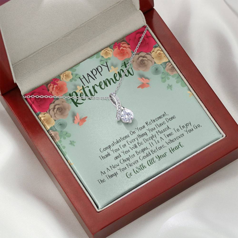 Happy Retirement Alluring Beauty Pendant Necklace - Coworker Boss Leader Retirement Gift - Farewell Gifts