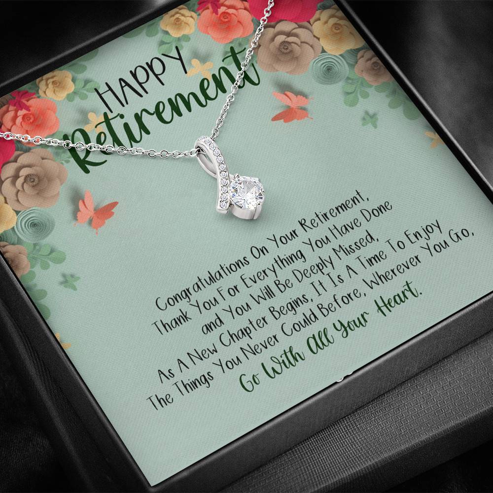 Happy Retirement Alluring Beauty Pendant Necklace - Coworker Boss Leader Retirement Gift - Farewell Gifts