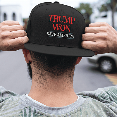 Alternative view of Trump Won Save America Twill Cap - Snapback Hat - Trump 2024 Shirt Trucker Hat