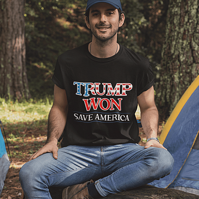 Alternative view of Trump Won Save America T-shirt - V-neck - Trump 2024 Shirt